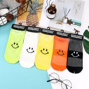 Cotton Socks Happy Smiley Face Multiple Colors mesh Socks Set